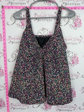 Tankini top tank pool beach Floral Confetti Tank Top - Black/Multi